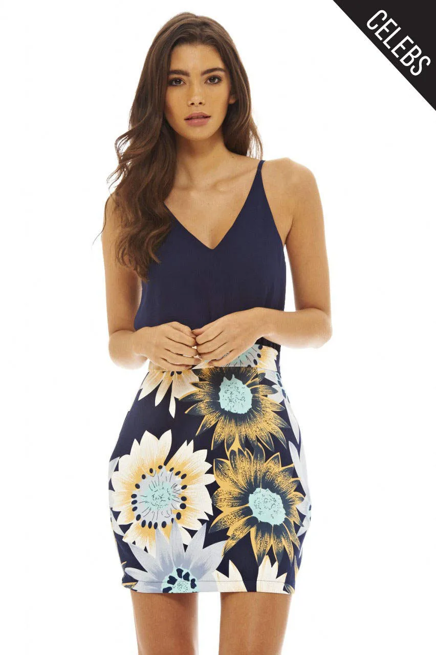 2 In 1 Sunflower Print Dress