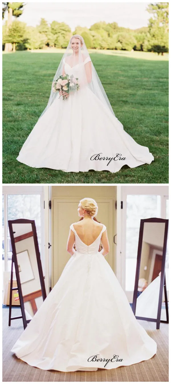 A-line Off The Shoulder Wedding Dresses, Newest Wedding Dresses, Bridal Gown