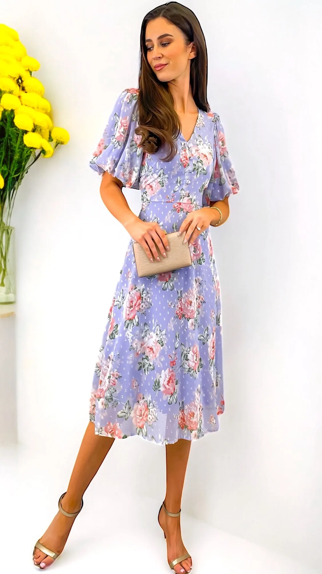 A1686 Alice Lilac Puff Sleeve Dress