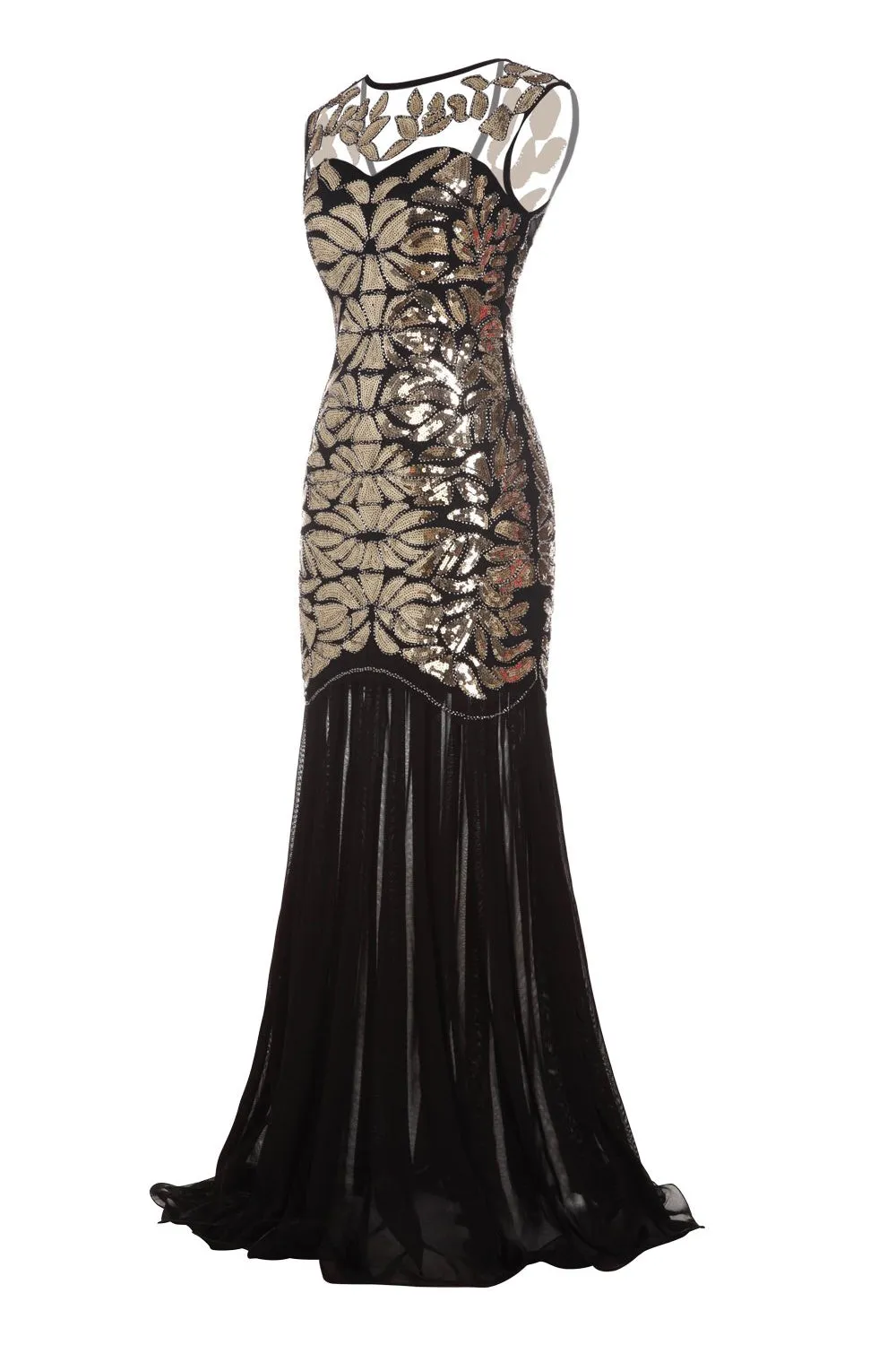 Black 1920s Flapper Glitter Dresses