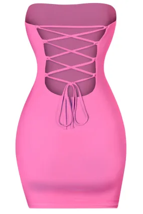 Breeyana Hot Pink Tube Side Slit Mini Dress