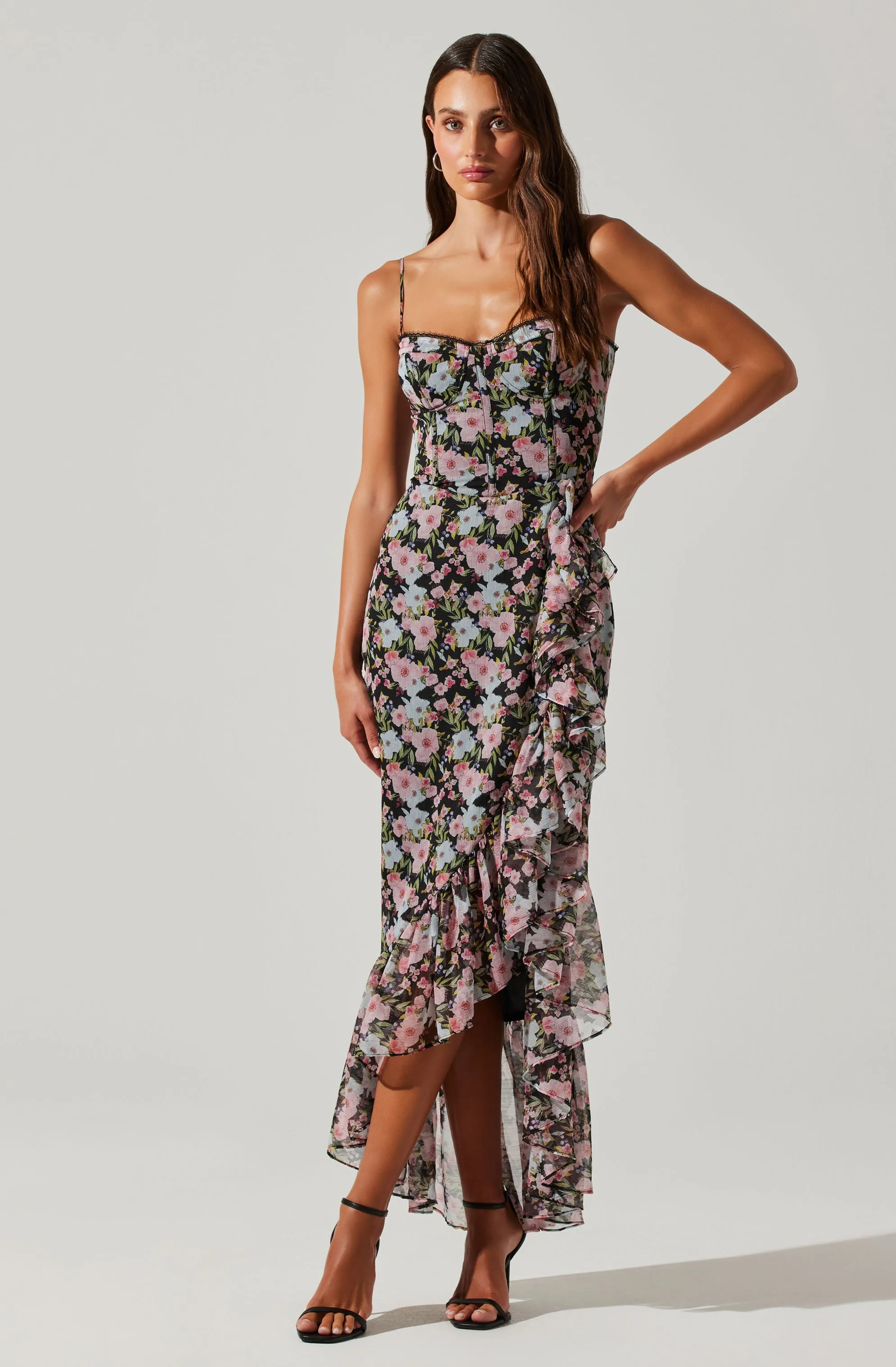 Brisbane Asymmetrical Floral Midi Dress