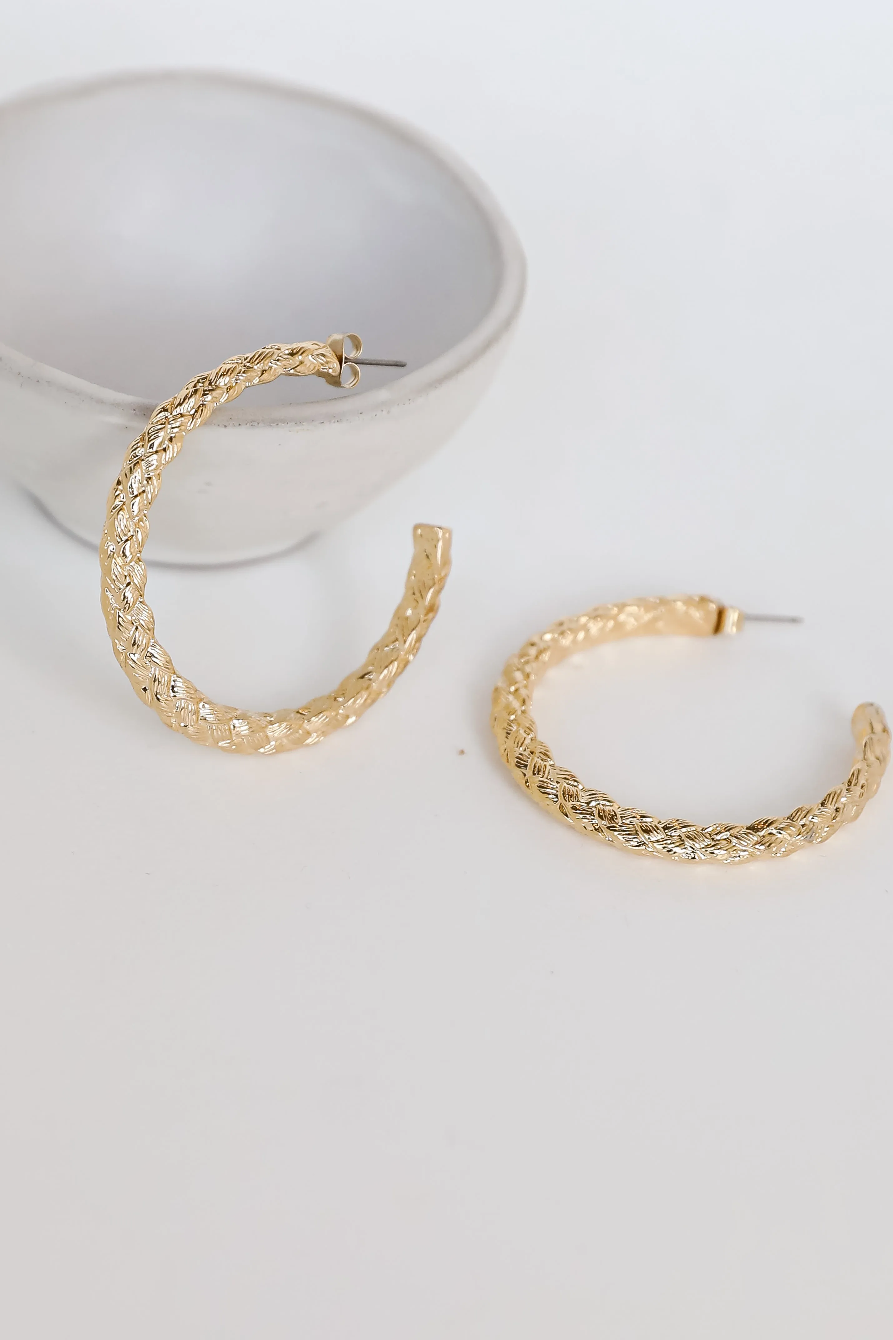 Caroline Gold Textured Hoop Earrings