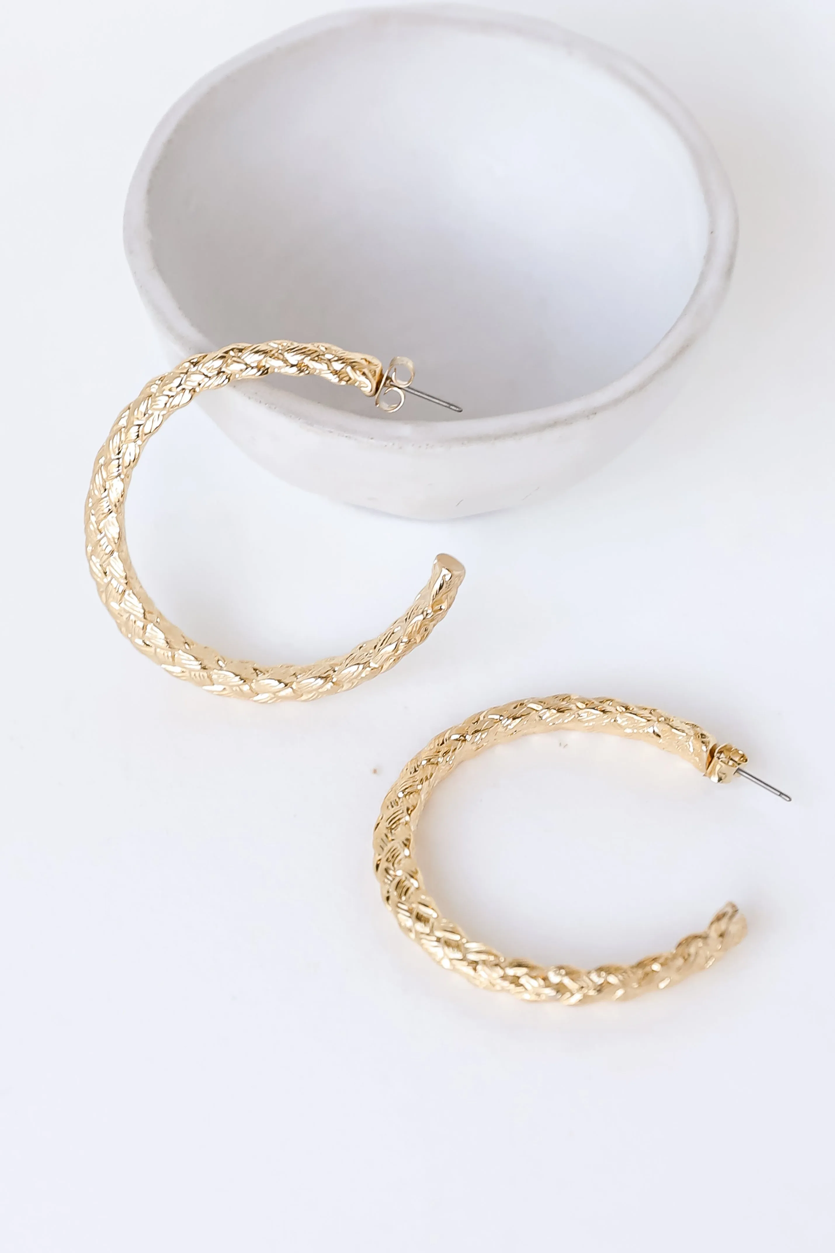 Caroline Gold Textured Hoop Earrings