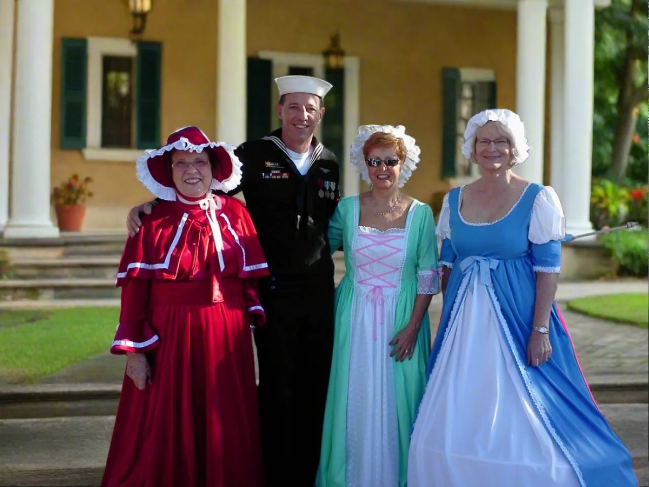 Colonial, Pioneer Women's Dress, Pink, Yellow & Blue