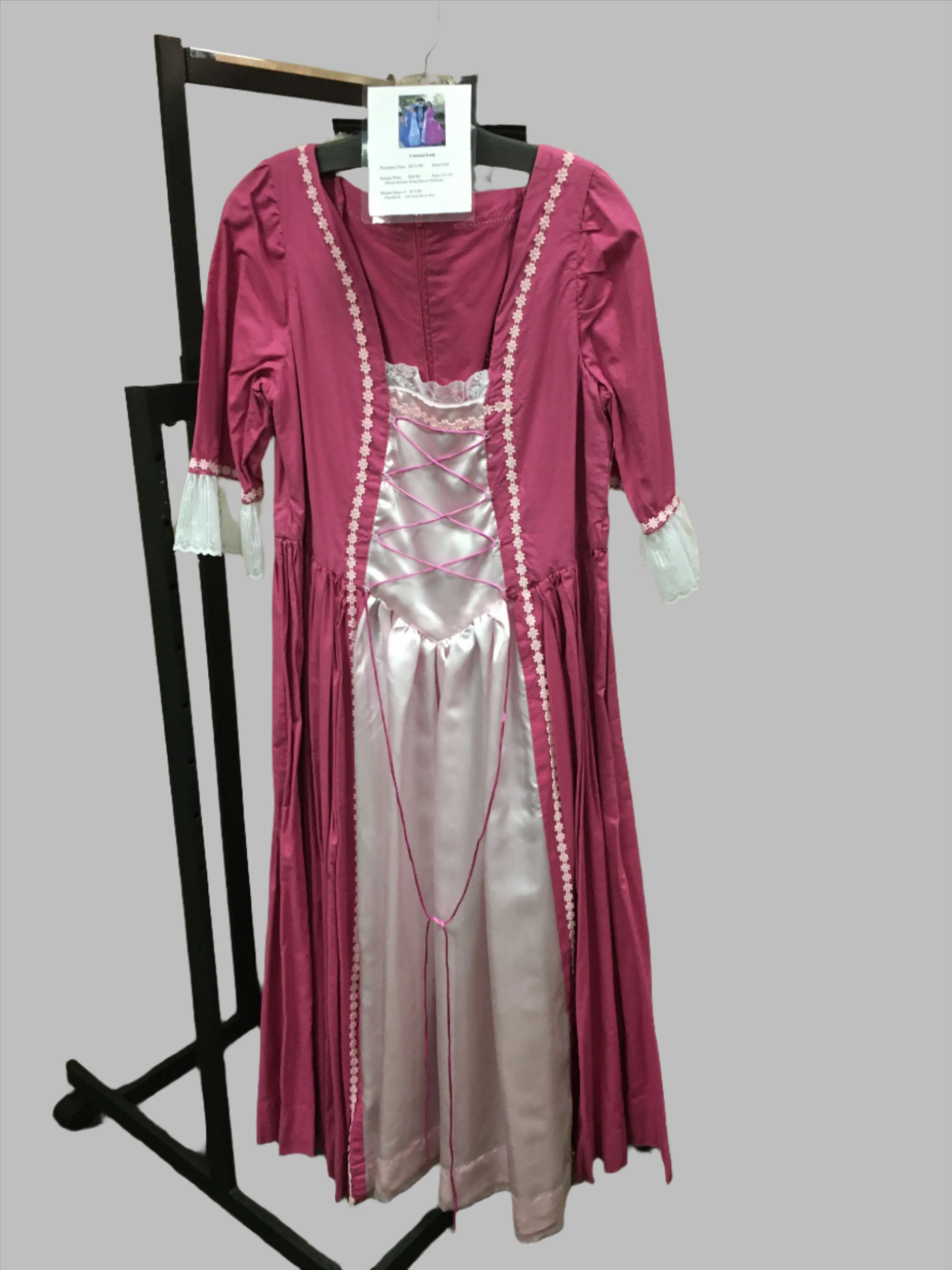 Colonial, Pioneer Women's Dress, Pink, Yellow & Blue