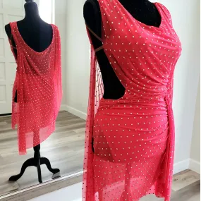 Coral Red Latin Dress With Swarovski