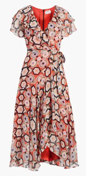 Crochet Print Wrap Dress