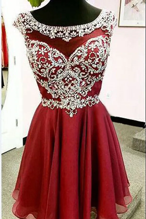 Elegant Sleeveless Beaded Short Homecoming Dresses