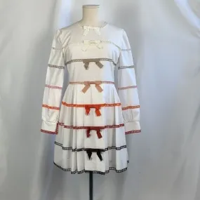 Fendi WhiteDress With Multi Ribbon Detail and Flare Fit