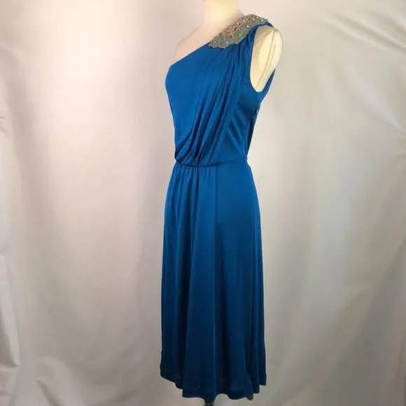 FendiCobaltBlue One Shoulder With Beaded Evening Dress all