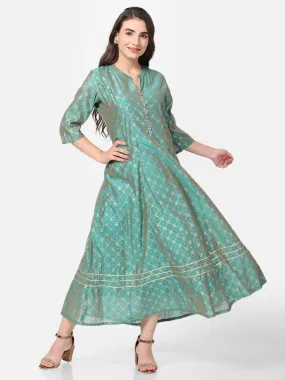 Green Ornamental Printed Dress