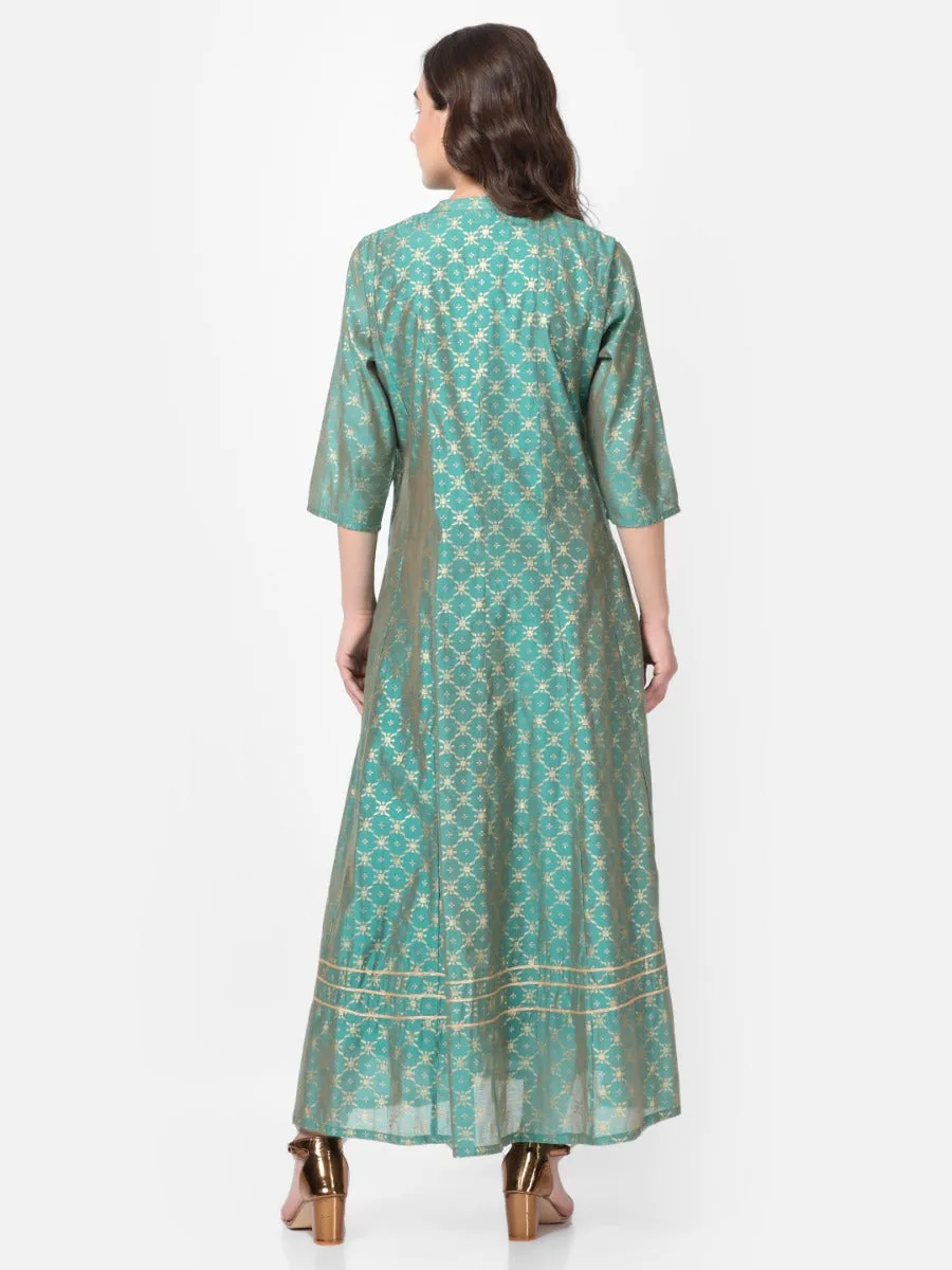 Green Ornamental Printed Dress