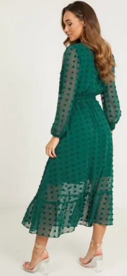 Green Sleeved Midaxi Dress