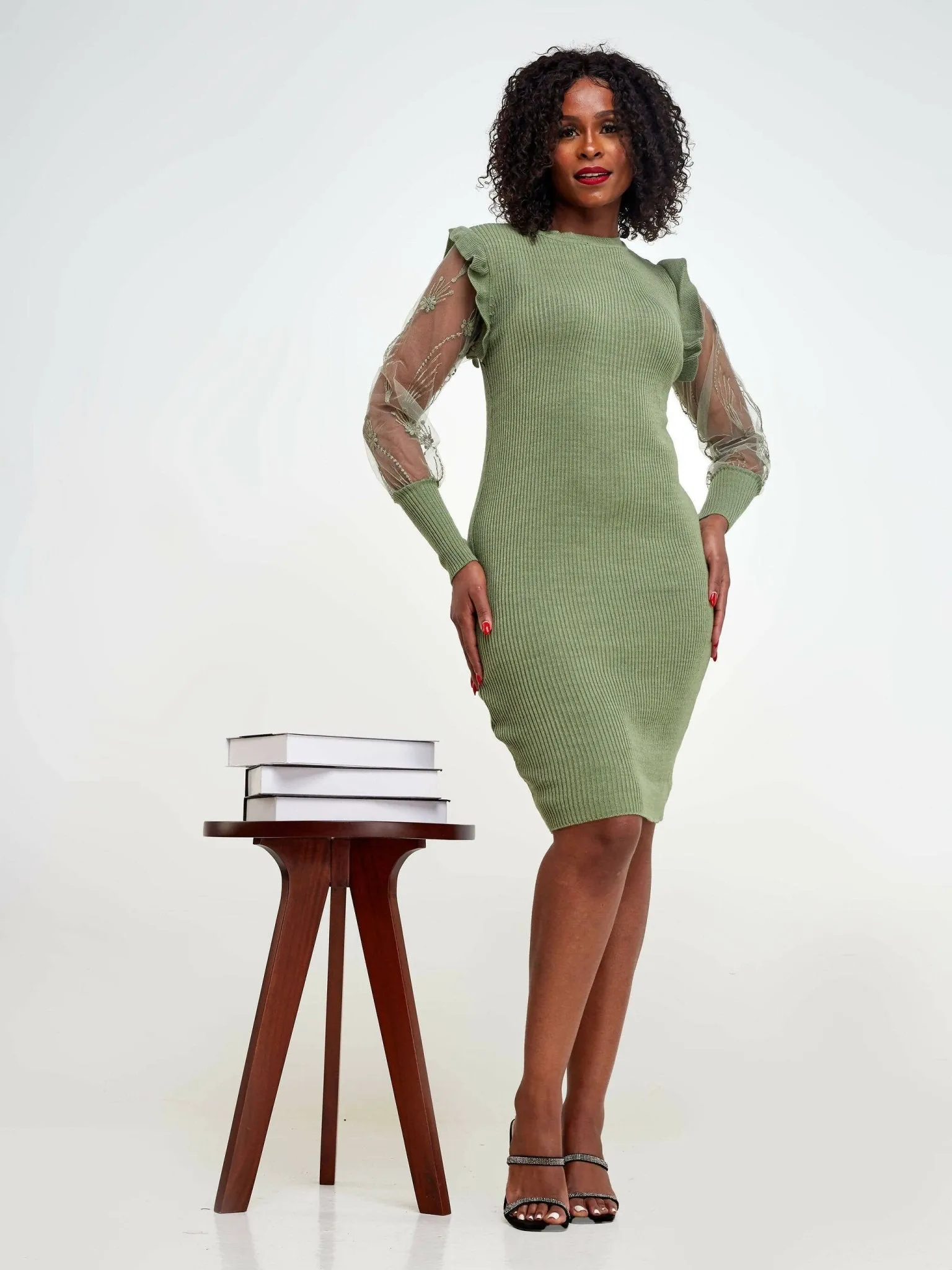 Infy Knit Wear Knit Dress - Green