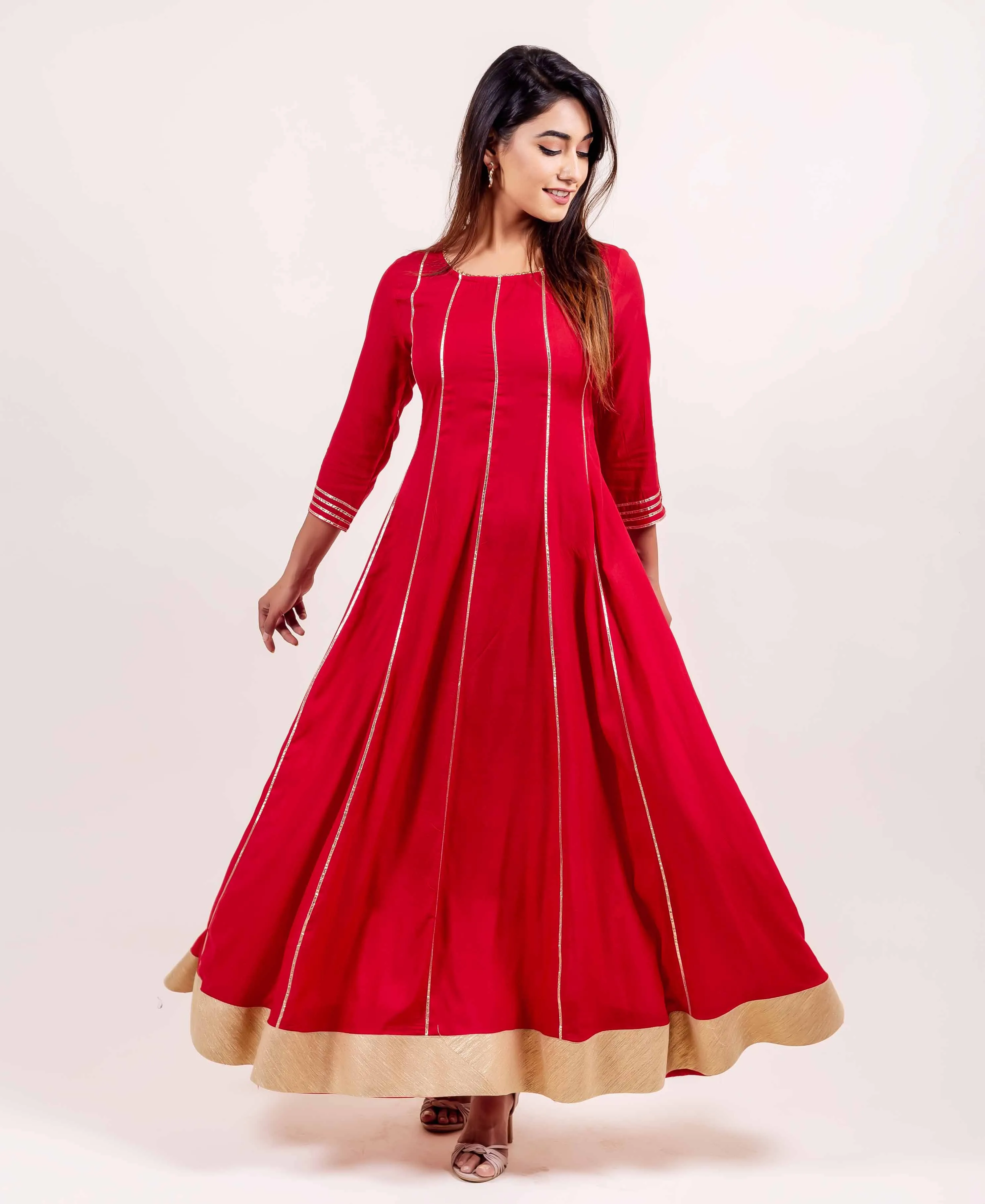 Iti Red Flared Long Dress