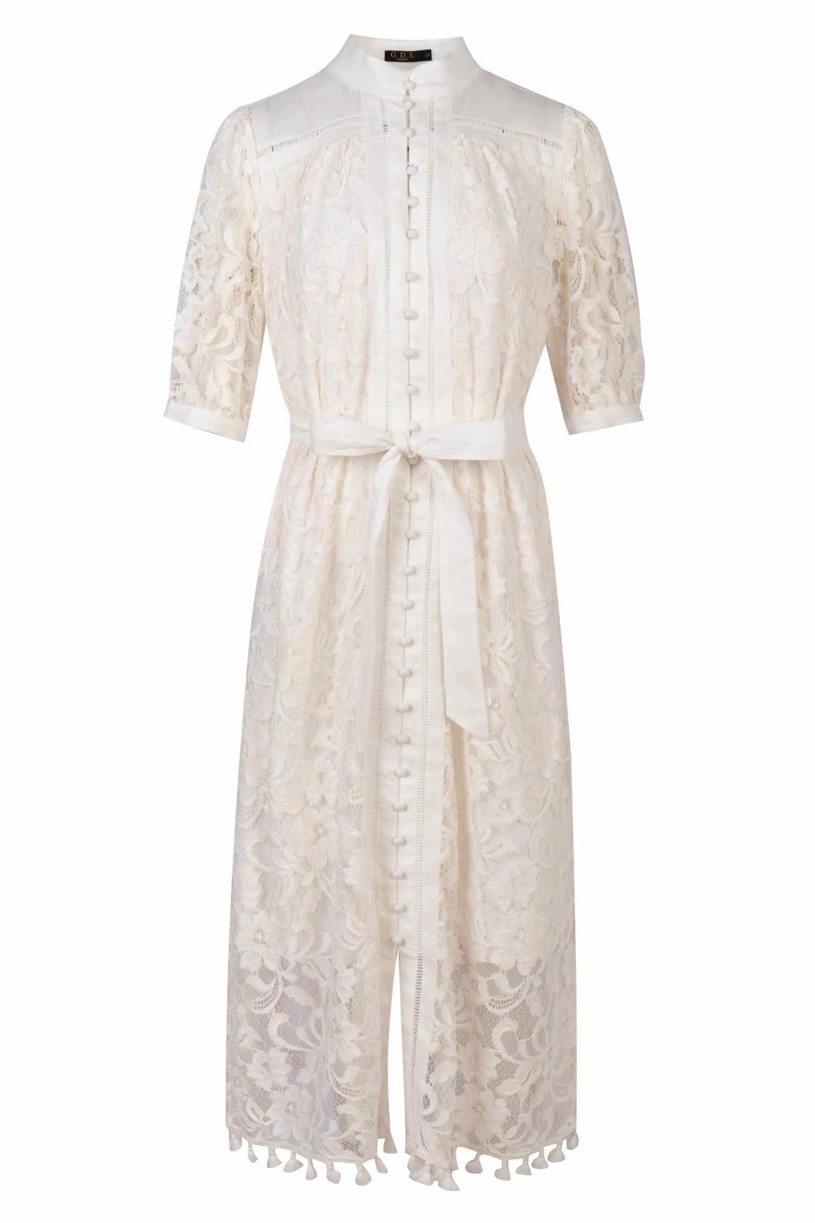 Kendall Lace Midi Dress - White/Beige