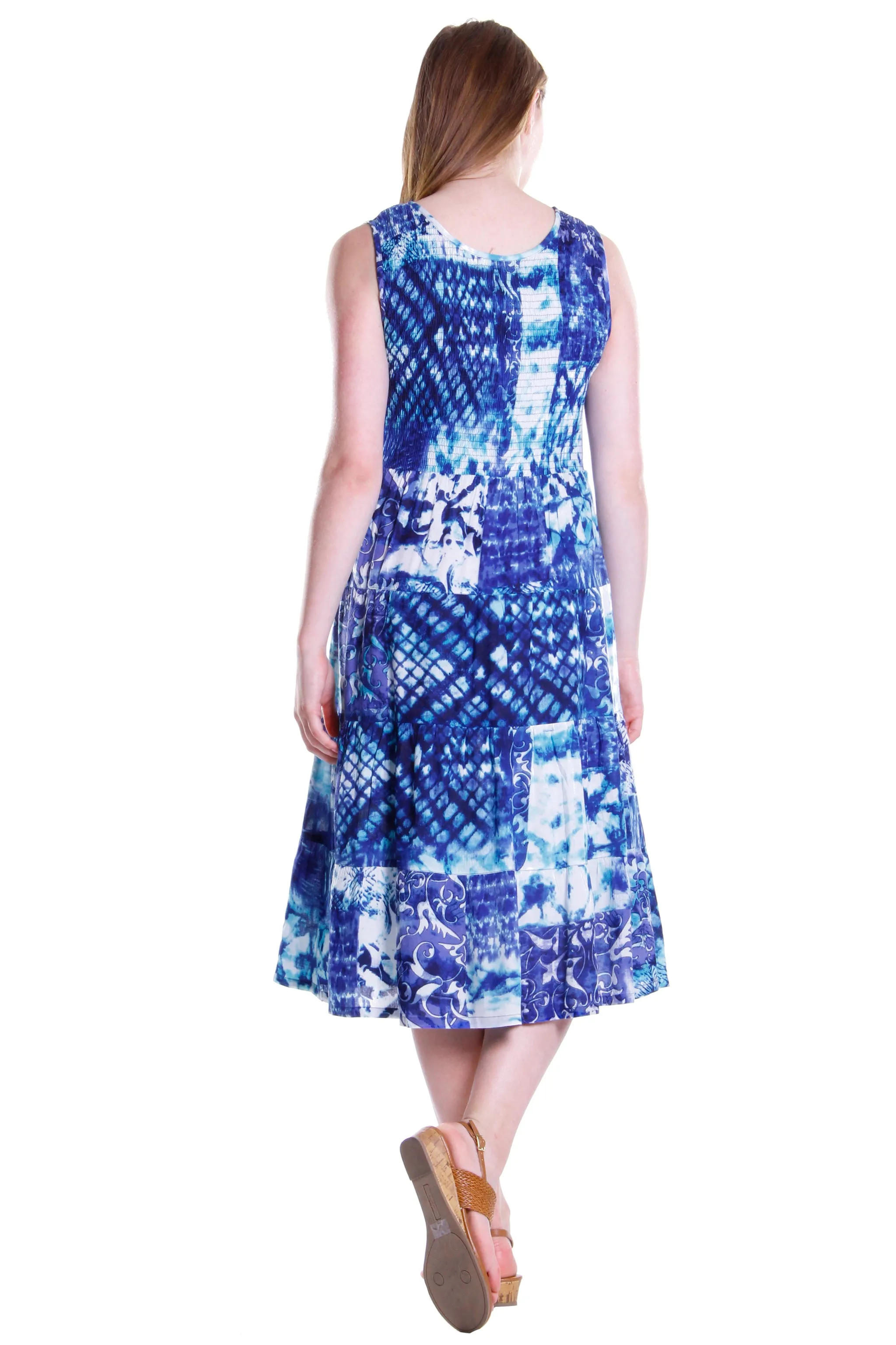 La Cera Blue Tie Dye Sleeveless Dress