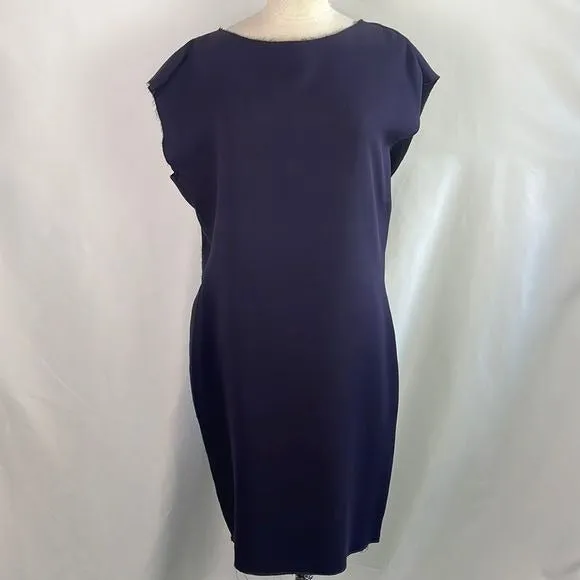 LanvinPurpleDrape Back Wool Dress