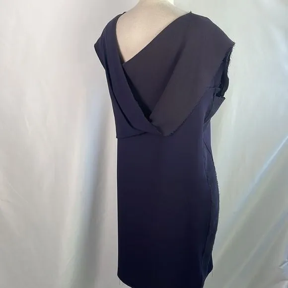 LanvinPurpleDrape Back Wool Dress