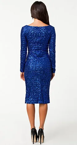 Long Sleeve Sequin Dress Blue