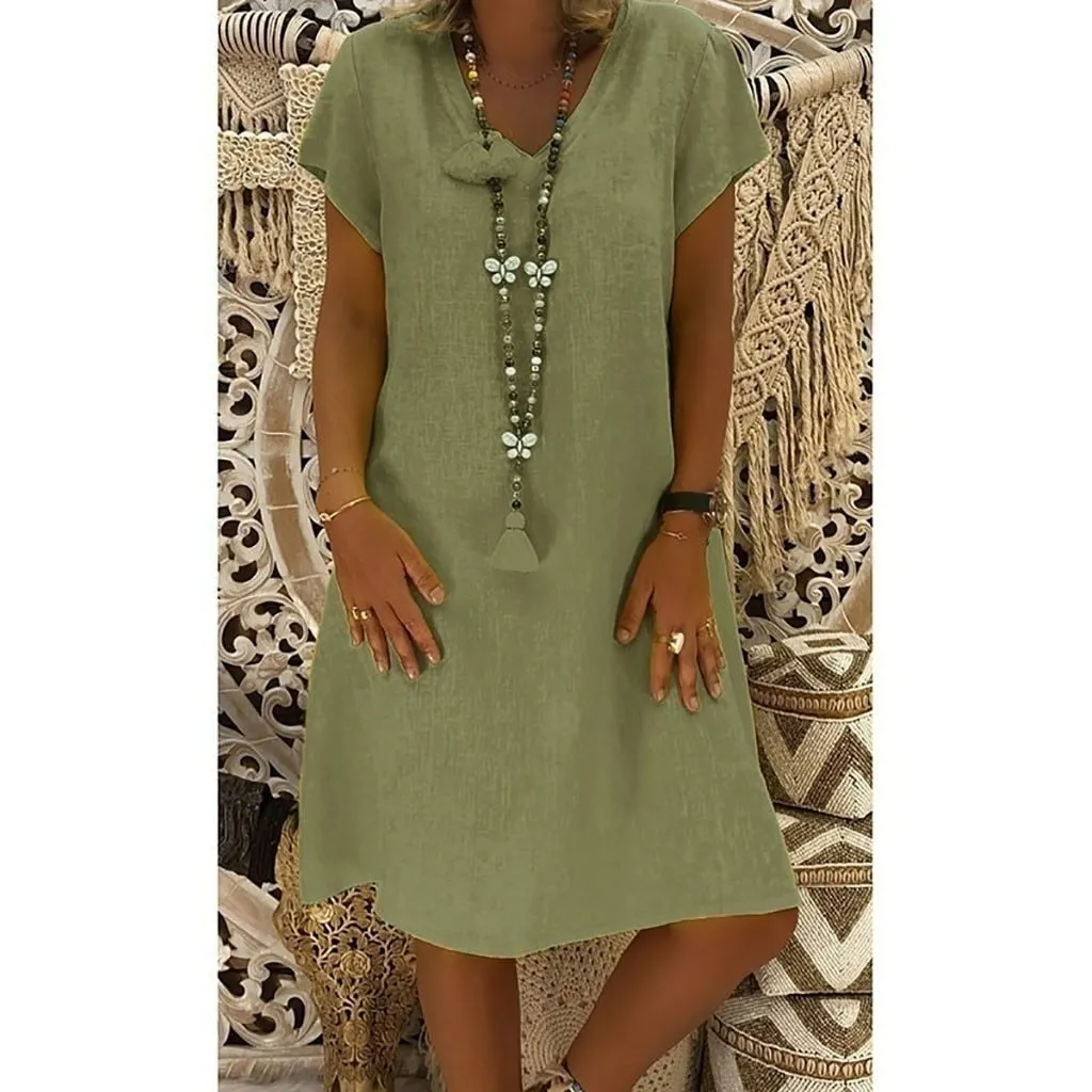 Loose Summer Style Cotton Casual Dress