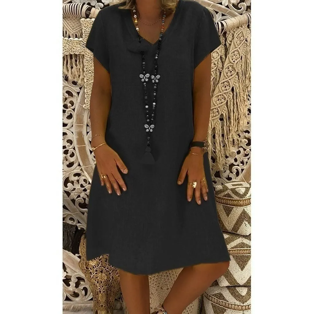 Loose Summer Style Cotton Casual Dress