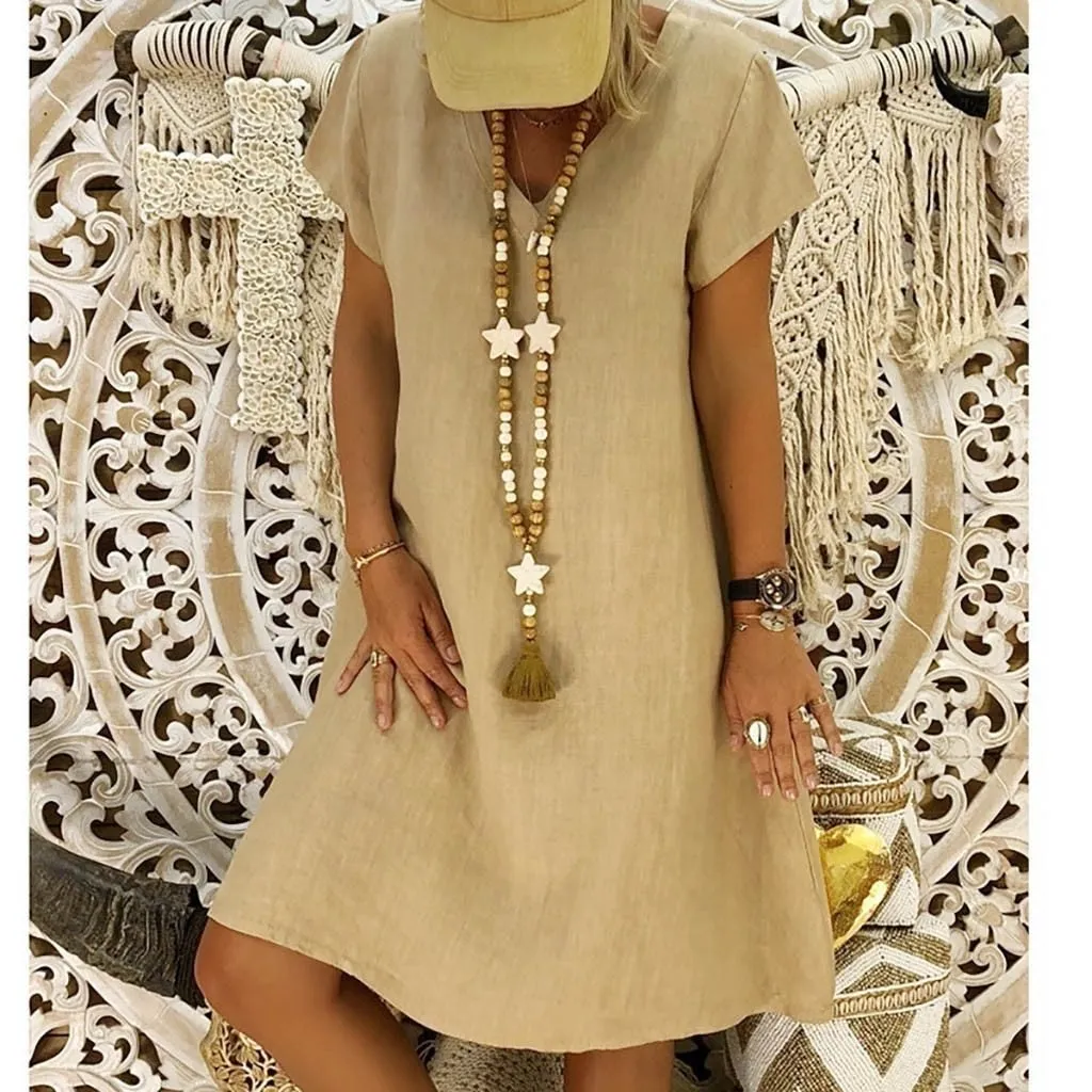 Loose Summer Style Cotton Casual Dress