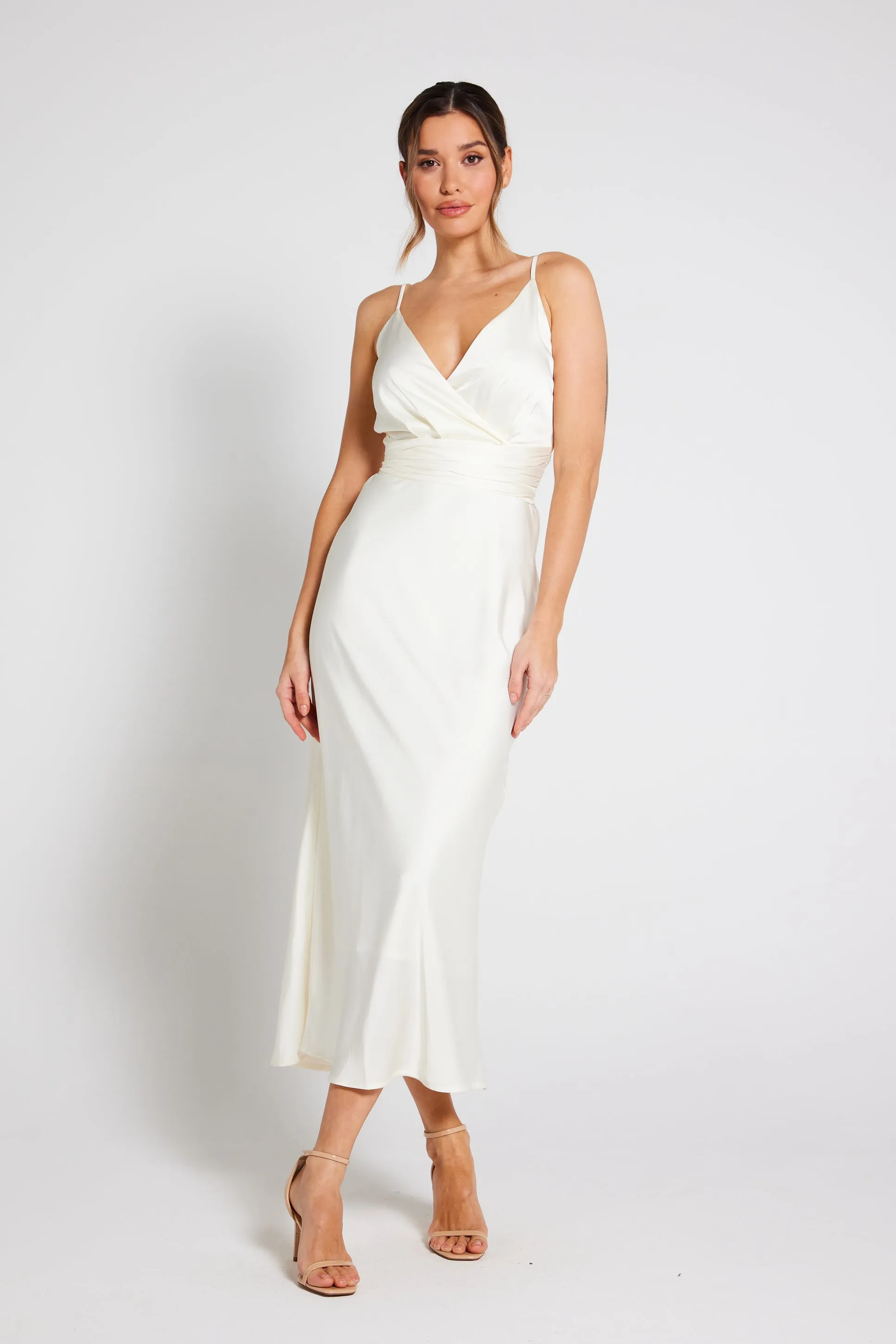 Louisa Tie Waist Cami Wrap Maxi Dress - Ivory