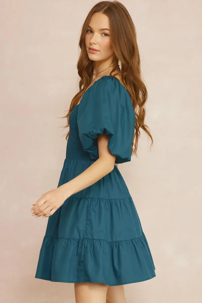 Marlowe Smocked Dress (Teal)