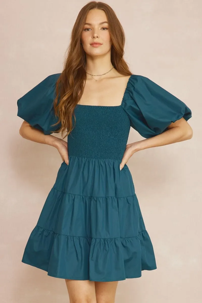 Marlowe Smocked Dress (Teal)