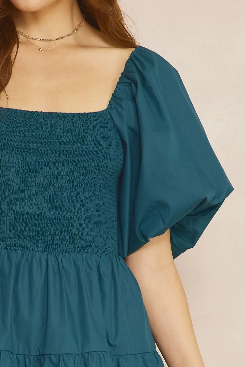 Marlowe Smocked Dress (Teal)