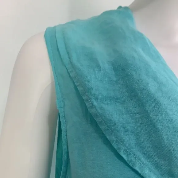 MatchPoint NWT aqua linen drape neck dress