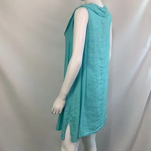 MatchPoint NWT aqua linen drape neck dress