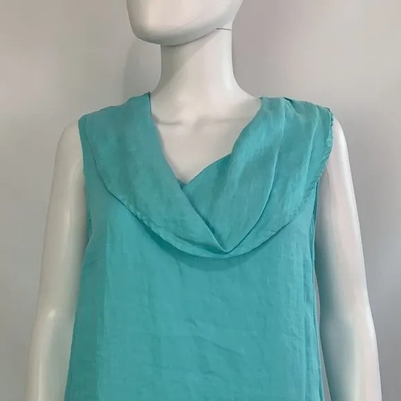 MatchPoint NWT aqua linen drape neck dress