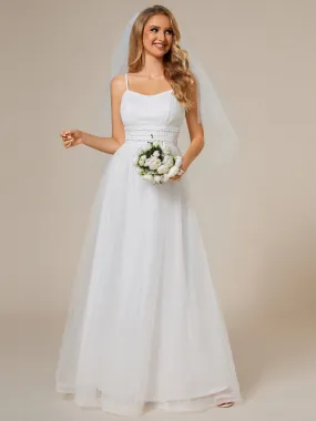 Maxi Long Sequin Tulle Sleeveless Wedding Dresses