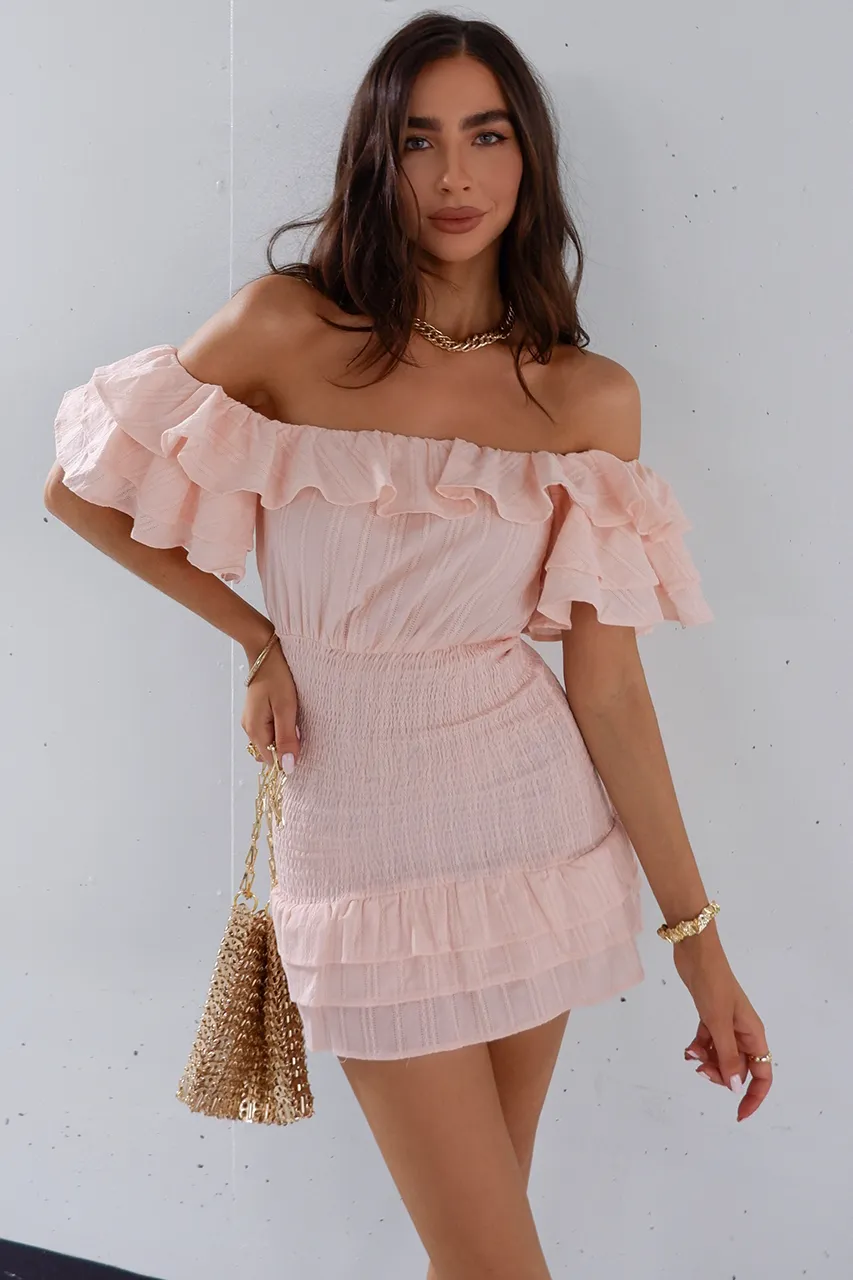 Naya Shirred Dress - Pink