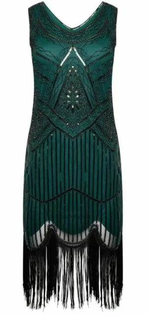 Norma 1920s Flapper Dress Green