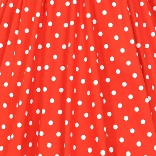 Red & White Polka Dot Audrey Hepburn Style 50s Swing Dress