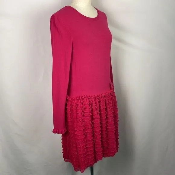 Red ValentinoPink Knit With Ruffle Bottom Dress