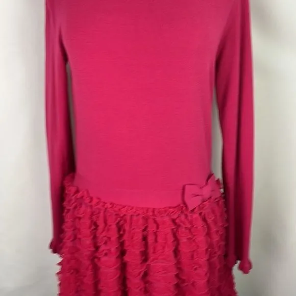 Red ValentinoPink Knit With Ruffle Bottom Dress