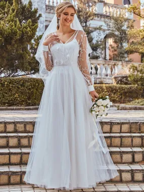 Robe de mariée romantique en tulle avec décoration en dentelle