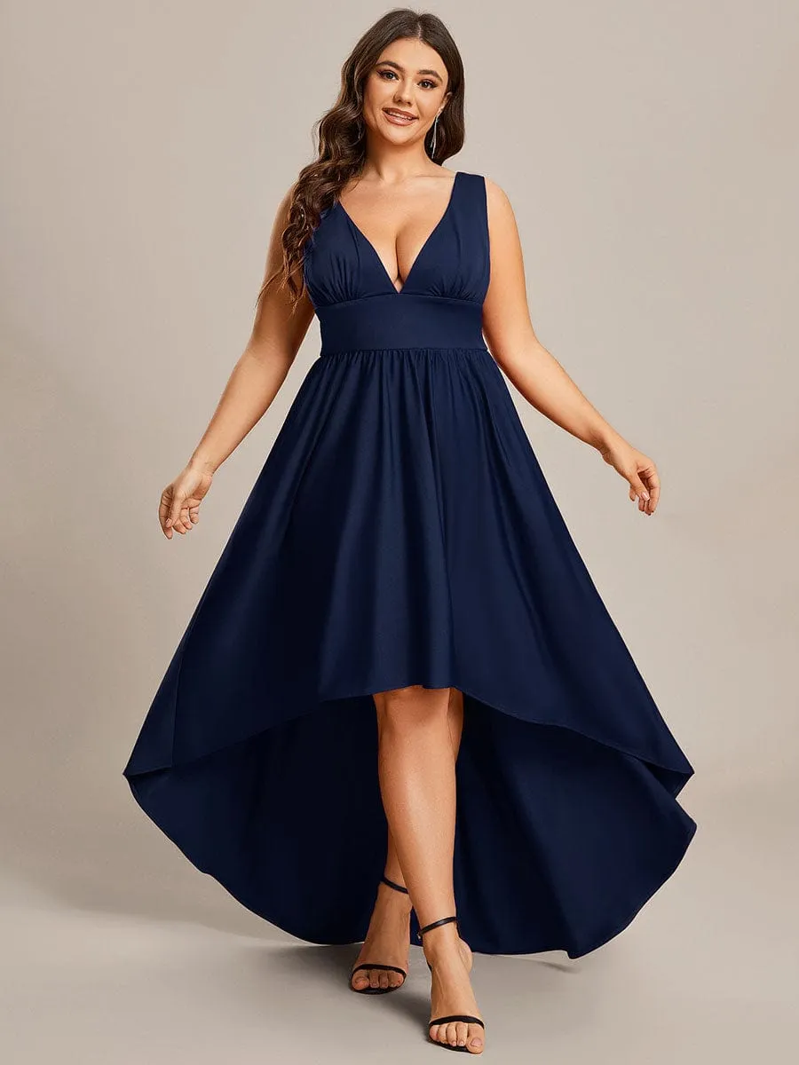 Robe Demoiselle d'honneur Taille Empire Sans Manches Haute-basse Grande Taille