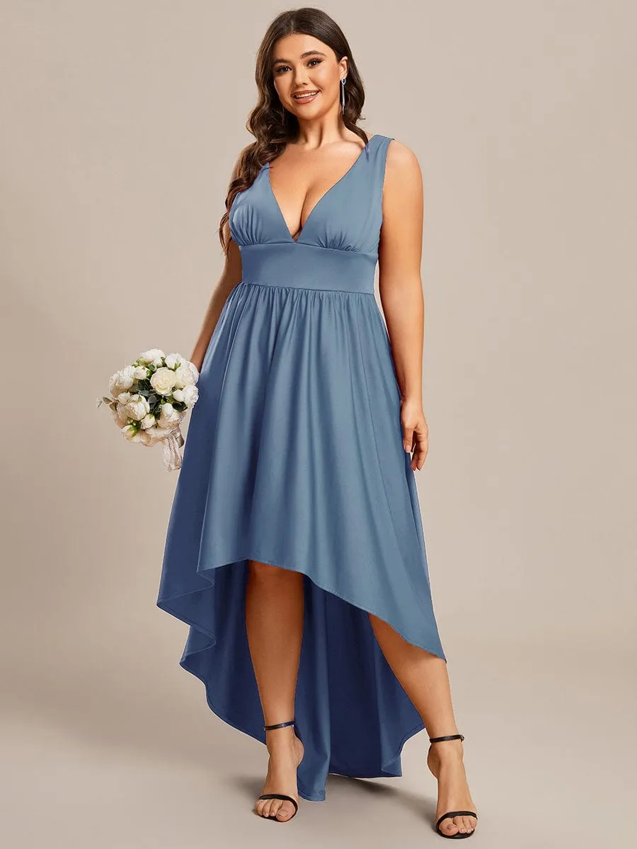 Robe Demoiselle d'honneur Taille Empire Sans Manches Haute-basse Grande Taille