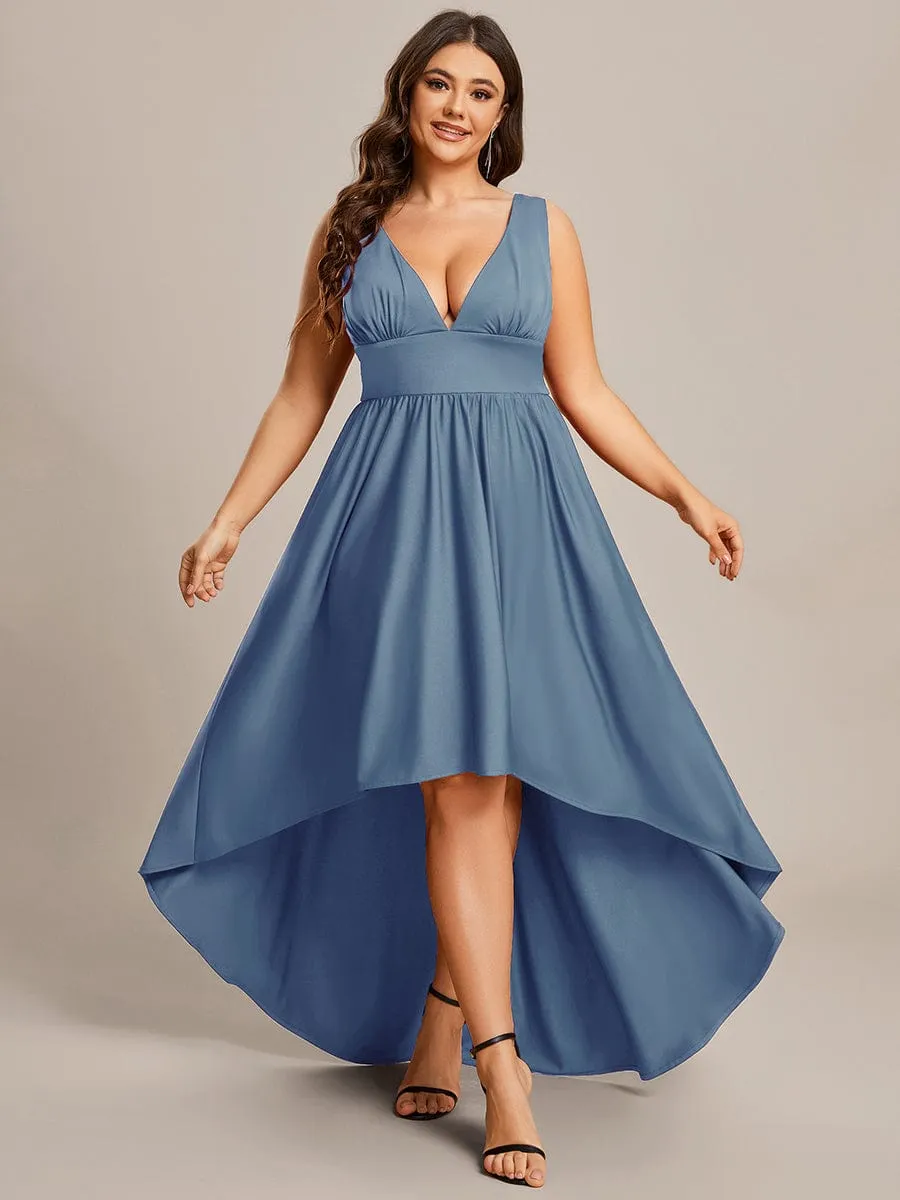 Robe Demoiselle d'honneur Taille Empire Sans Manches Haute-basse Grande Taille