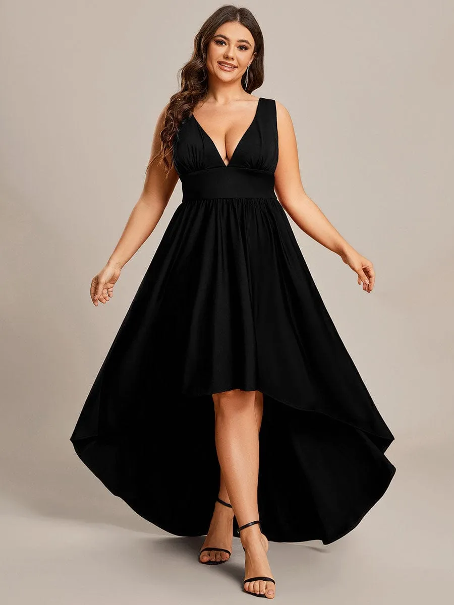 Robe Demoiselle d'honneur Taille Empire Sans Manches Haute-basse Grande Taille