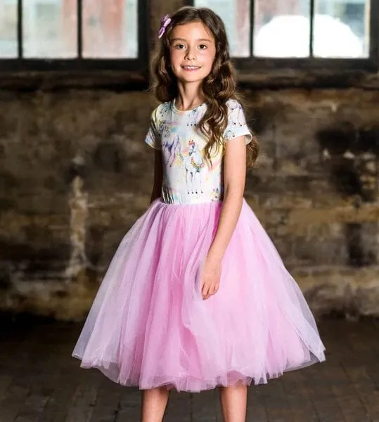 Rock Your Kid - Sorbet Unicorn Flounce Dress