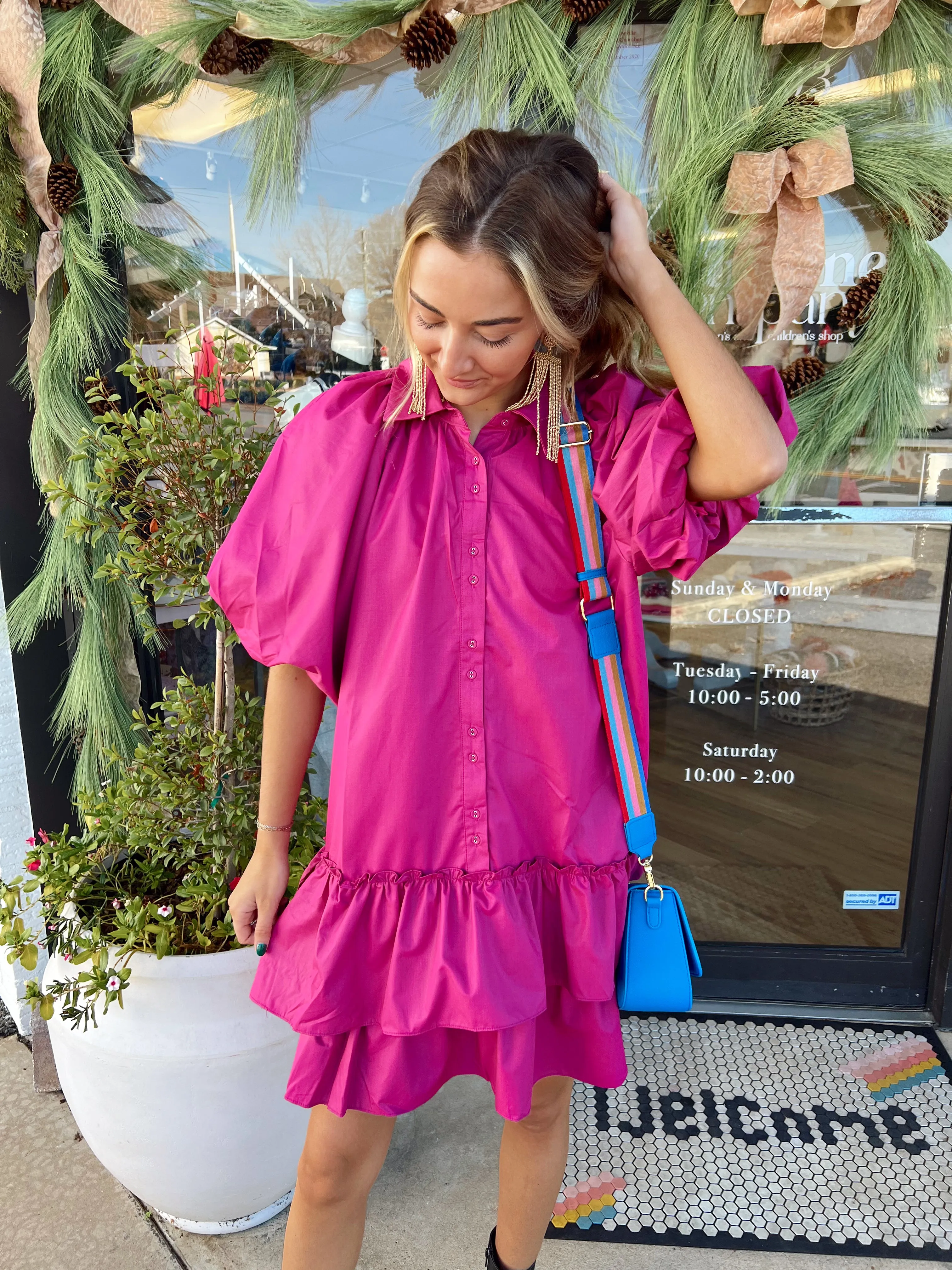 Ruffle Tiered Shirt Dress