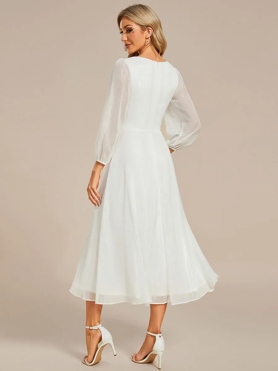 Shiny Chiffon Wholesale Wedding Guest Dresses with Long Sleeve