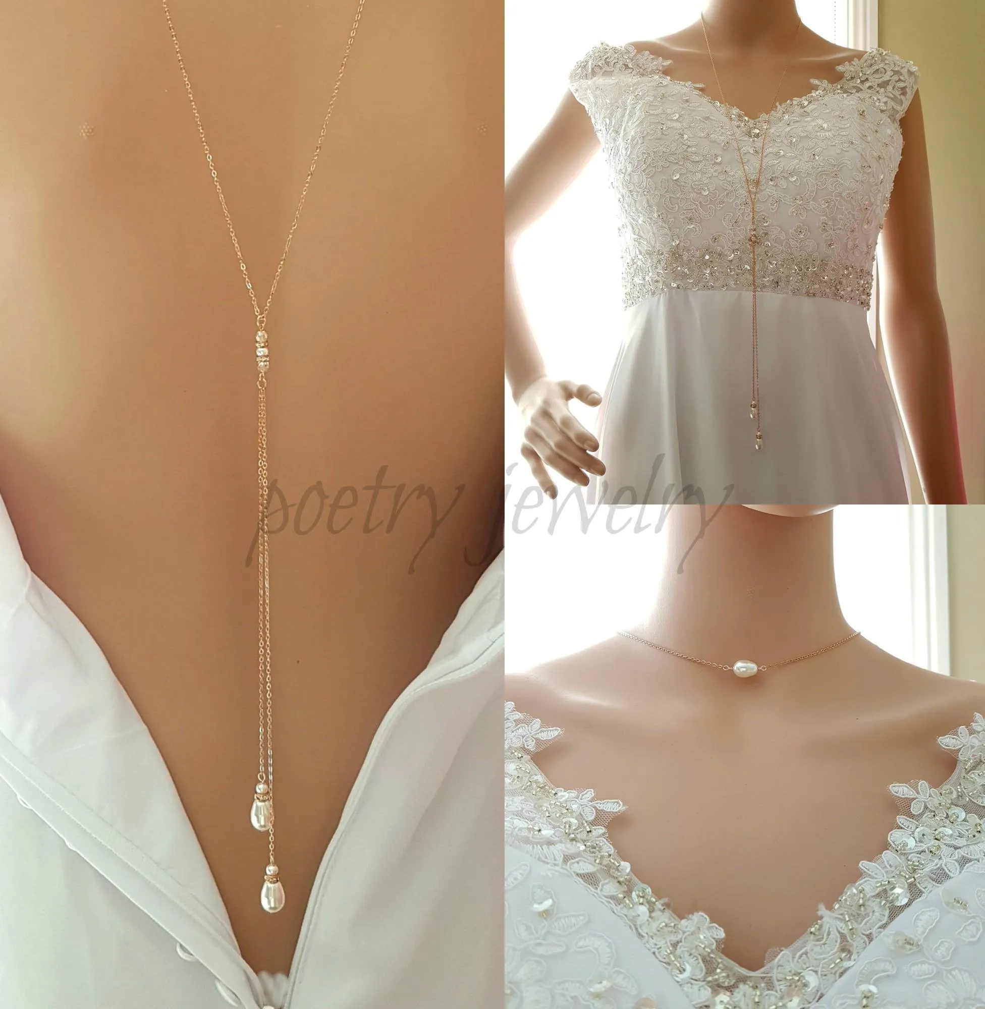 Simple Back Necklace in Rose Gold - June